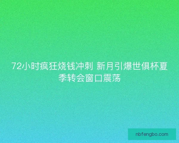 72小时疯狂烧钱冲刺 新月引爆世俱杯夏季转会窗口震荡