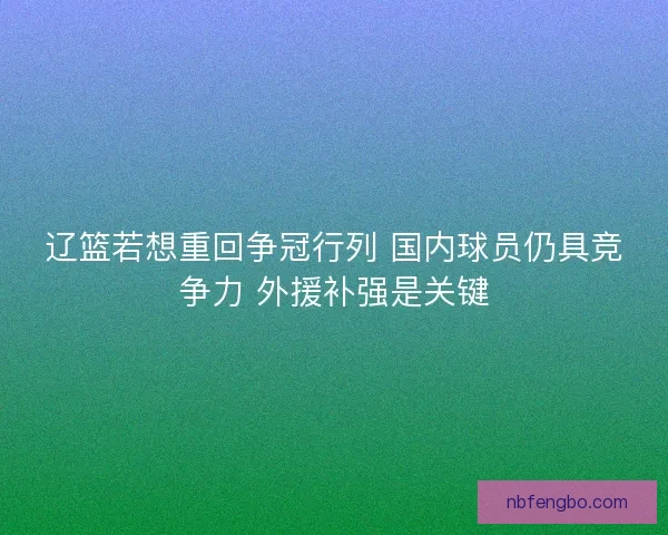 辽篮若想重回争冠行列 国内球员仍具竞争力 外援补强是关键