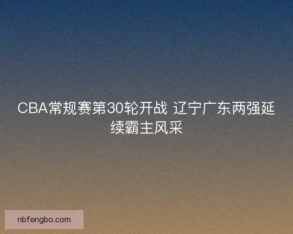 CBA常规赛第30轮开战 辽宁广东两强延续霸主风采 CBA常规赛第30轮开战 辽宁广东两强延续霸主风采