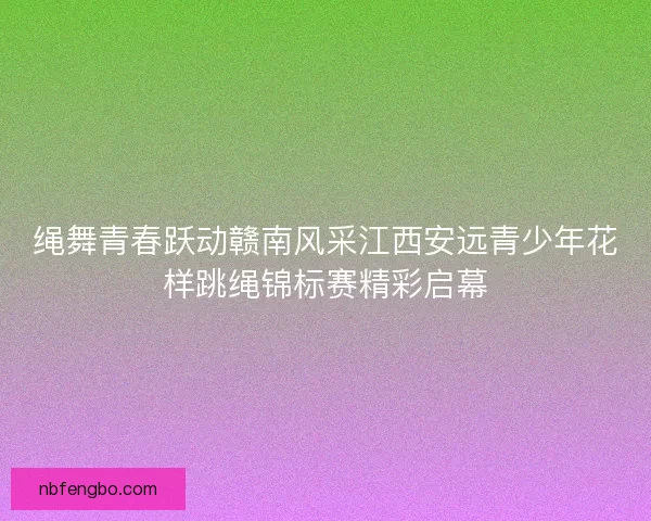 绳舞青春跃动赣南风采江西安远青少年花样跳绳锦标赛精彩启幕